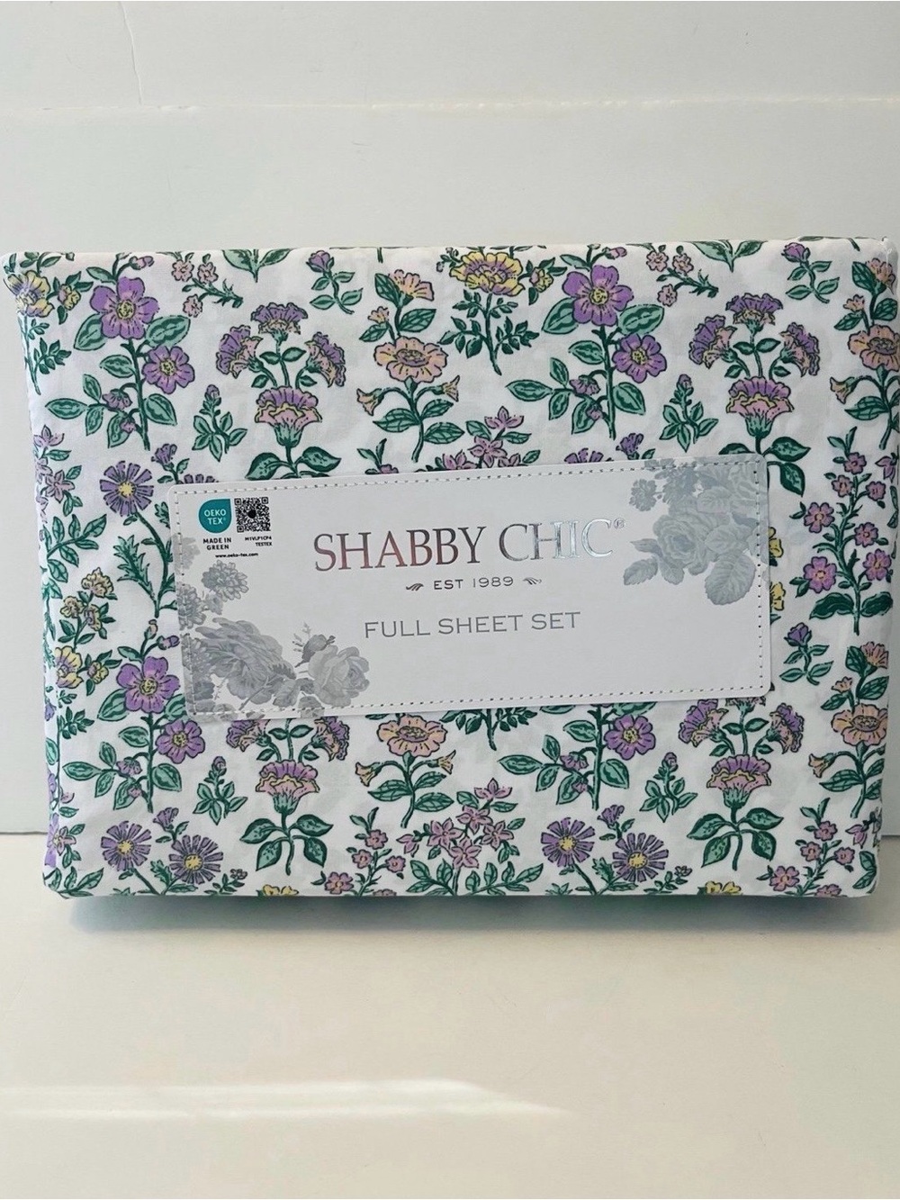 Shabby Chic Full Size Mountain Floral Sheet Set Purple Pink Yellow Flowers